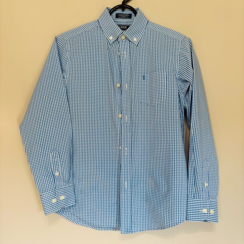 Izod Blue Casual Button Down Shirt with‎ Pointed Collar